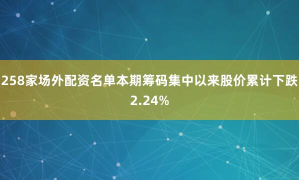 258家场外配资名单本期筹码集中以来股价累计下跌2.24%